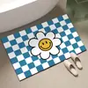 Tapete de chão de terra de diatomáceas com rosto sorridente estilo coreano, adequado para uso doméstico, banheiro e hall de entrada; absorvente, antiderrapante e de secagem rápida; atacado disponível