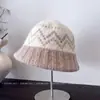 Gorro de Lana Versátil Casual para Mujer en Invierno con Ala de Color Contrastante, Gorro Pequeño de Punto para Resaltar el Rostro, Gorro de Pescador para Protegerse del Frío, Gorro de Pescador