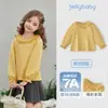 [7A Antibacteriano] Camiseta de Niña con Cuello Peter Pan Otoño 2026 Nueva Moda Ropa de Bebé con Adorno de Encaje Dulce para Niños de 7 Años Manga Larga