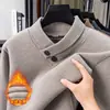 Suéter para Hombre con Forro de Felpa, Terciopelo de Zorro de Nieve Engrosado, Tejido de Punto Cálido de Invierno, Camiseta Térmica Base de Lujo Ligero para Hombres Jóvenes y de Mediana Edad