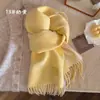 Bufanda nueva de mezcla de lana, bufanda de color liso para mujer para invierno, bufanda tejida cálida de longitud media, calentador de cuello, venta al por mayor para ventas transfronterizas