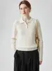 Suéter de punto trenzado 100% lana para mujer, nueva colección otoño 2026, color liso, adecuado para el trabajo, top tipo suéter polo