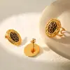 Pendientes de Acero de Titanio con Estampado de Leopardo Europeo y Americano, Pendientes de Acero Inoxidable de Moda Exagerada y Tendencia, Anillos de Acero de Titanio, Pendientes que No se Desvanecen para Mujer