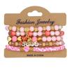 Pulseira de estilo de férias transfronteiriça europeia e americana, contas de arroz, pulseira elástica com contas, joias femininas, bandeira do amor, acessórios Yiwu