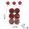 Bolas de Natal de Veludo Mais Vendidas Transfronteiriças 6cm 6 Peças Bolas Pintadas com Flocagem de PVC Decoração de Árvore de Natal Janela Bolas Penduradas