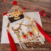 Año Nuevo estilo nacional bola de pelo roja lingote de plata moneda de cobre maquillaje antiguo accesorios para el cabello traje al por mayor Festival de Primavera tocado del Pequeño Dios de la Riqueza