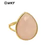 WT-R505 pedra natural com glitter Pedra Olho de Tigre pedra cor ametista anel banhado a ouro 18K acessórios para presente de feriado