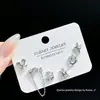 SLBABY exquisitos aretes pequeños con incrustaciones de diamantes, tres pares, aguja de plata s925, elegantes, simples, aretes múltiples