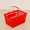 Cesta de plástico de fondo plano Haoteer con asa de metal recubierta de goma, cesta de compras azul para centros comerciales con asa cómoda