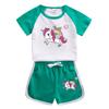 Traje deportivo de verano para niñas con dibujos de unicornios, ropa nueva para niños, estilo occidental, conjunto atractivo de dos piezas para una generación de cabello