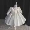 Vestido de um ano para bebê vestidos brancos de aniversário para meninas vestido infantil de flor vestido infantil para apresentação de piano vestido infantil de princesa