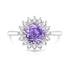 Douyin Mais Vendido Anel de Dedo Flor de Girassol com Pedra Colorida Corte Rosa Diamante de Alto Carbono Super Brilhante Banhado a Ouro Real Transmissão ao Vivo Dropshipping