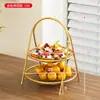 Plato de frutas para el hogar, sala de estar, mesa de café, multicapa, lujo ligero, cesta de frutas de alta gama, dulces, pasteles, frutas secas, exhibición de bocadillos, estante de almacenamiento