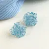 Brincos de Flor Azuis Transparentes Assimétricos, Brincos Doces, Frescos e de Alto Padrão, Brincos Super Feéricos Elegantes e Atmosféricos