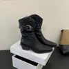Botines de Tacón Grueso con Punta, Hebilla de Cinturón, Fruncidos Apilados, Otoño Invierno, Nuevos Botines de Tobillo Estilo Vaquero Occidental Vintage para Mujer