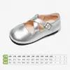 Zapatos de Cuero Snuffy para Niñas Estilo Ballet Infantil Zapatos de Princesa Plateados 2026 Otoño Nuevo Estilo Zapatos Individuales de Moda para Niños Medianos a Grandes