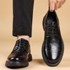 Sapatos de Couro Wenzhou 2025 Outono Marrom Sapatos de Casamento para Noivo Novos Sapatos Masculinos Sapatos Derby Retrô de Negócios Sapatos Formais de Couro