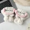 Guantes sin dedos con diseño de gato para mujer en Otoño e Invierno, Lindos y Versátiles para Estudiantes, Ciclismo, Protección contra el Frío, Calidez, Escritura, Pantalla Táctil