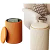 Taburete de Maquillaje, Silla de Tocador, Habitación de Niñas, Manicura, Lujo Ligero, Sensación de Gama Alta, Vestidor, Taburete Redondo con Capacidad de Almacenamiento, Estilo Crema