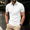 2026 Amazon Transfronterizo Verano Nuevo Camisa Polo para Hombre Waffle Color Sólido Manga Corta con Cremallera Top
