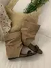 Botas cool Chuyuji retrô de cano curto empilhadas 2026 novo estilo de verão com aumento interno de altura, botas de bico aberto de nicho da moda