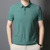 Camisa Polo de Seda de Hielo Sin Costuras de Alta Gama Talla Grande para Hombre Multicolor Tendencia Verano 2025 Marca Polo con Cuello Camisero Manga Corta de Negocios para Hombre
