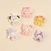 Perro y gatito Sanrio brillantes de dibujos animados, pegamento de crema, accesorios de resina DIY, colgante para bolso, adornos de animales pequeños DIY