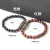 Comercio Exterior Más Vendido Pulsera de Ágata Negra y Roja con Cuentas de Sándalo Pulsera de Pareja con Cuenta Dzi de Nueve Ojos de Tíbet Venta al por Mayor