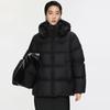 Chaqueta de Plumón Gruesa Cálida de Longitud Media para Mujer con Capucha y Cremallera Lateral, 90% Plumón de Pato Blanco, Transfronteriza, Gama Alta, Pinghu