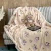 Manta de lã de cordeiro quente e espessa para outono e inverno, flanelado de leite fofo com desenho, manta de sofá dupla face quente para lazer