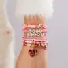 Pulseira Dia dos Namorados Europeia e Americana Moda Pingente Coração Rosa Letra Argila Macia Miçangas Elástica Pulseira de Empilhamento Multicamadas