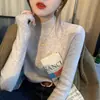 Nuevo Suéter de Punto Negro de Cuello Alto Otoño/Invierno para Mujer, Elegante, Ajustado, Capa Interior Base, Top Cálido