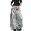Pantalones casuales de pierna ancha, estilo americano, corte relajado, diseño creativo con bordado de letras, estampado de estrellas, para hombres y mujeres, adecuados para danza jazz