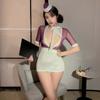 Mei Nai'Er Lencería Sexy Body de una Pieza Sexy Falda de Cadera de Secretaria Body de Escote Profundo Uniforme Traje de Falda Pijama Tentación