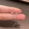 Brincos de tarracha s925 com cravação de quatro garras de Zircônia, moda, presente, acessórios femininos transfronteiriços, diamante brilhante, cristal redondo, joias pequenas, brincos de prata