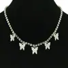 Collar de cadena de diamantes para mujer hipster europeo y americano, collar de mariposa pequeña, cadena para clavícula, conector de personalidad, accesorios decorativos versátiles