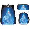 Venta Caliente Transfronteriza Princesa Elsa Congelada Mochila Escolar para Estudiantes de Primaria y Secundaria Set de Tres Piezas Mochila Bolso de Hombro Estuche