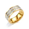 Suministro al por Mayor de Anillos Que No se Desvanecen, Anillos de Pareja Estilo Ins para Mujer, Anillos de Acero de Titanio con Circonia de Diamante Completo, Anillos de Lujo de Gama Alta