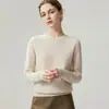 Suéter de Cachemira 100% Cachemira Pura Suéter de Punto de Cuello Redondo para Mujer Nuevo Otoño/Invierno Ajuste Delgado Versátil Suéter de Cachemira Camiseta Básica
