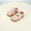 Sandalias Princesa Baotou 2026 Primavera Dulces Antideslizantes Elegantes Estilo Coreano Zapatos para Niñas con Lazo de Perla Zapatos Pequeños de Cuero