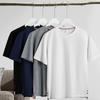Camiseta de Manga Corta con Hombros Caídos y Cuello Redondo de 260g para Hombre y Mujer, Top Casual de Color Sólido, Ropa de Trabajo de Verano, Logo Bordado, Camisa de Manga Corta para Hombre