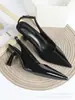 Sapatos de Salto Único Europeus e Americanos de Comércio Exterior Transfronteiriços, Confortáveis, Versáteis, Estilo Retrô, Bico Fino, Sandálias de Salto Fino com Uma Tira, Sapatos de Salto Alto Sem Costas