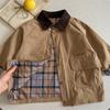 Ropa Exterior para Niños 2025 Otoño e Invierno Chaqueta de Cuadros Marca de Moda Estilo Japonés para Niños Abrigo Rompevientos Estilo Otoñal para Bebés y Niños Ropa para Niños