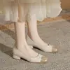 Zapatos de Trabajo Franceses de Punta Cuadrada y Boca Baja con Tacón Grueso para Mujer, Nuevos de Verano 2026 Tacones Altos Bajos Cómodos