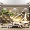 Papel tapiz 3D de estilo chino nuevo para sala de té, sala de estar, oficina, revestimiento de pared de fondo para vestíbulo de hotel, mural de pintura de paisaje grandioso en relieve