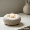 Suporte de Velas Estilo Wabi-Sabi Minimalista em Faux Travertino, Peça Decorativa de Arte Vintage para Casa, Hotel e Quartos Modelo Amazon