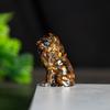 Enfeites de Leão Feitos de Resina e Cristais Naturais, Posição Sentada, Plantas Verdes de Leão, Decoração de Estátua para Desktop, Escritório, Casa