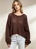 Ropa europea y americana transfronteriza para mujer 2026 otoño e invierno nuevo cárdigan de manga larga suéter de punto hueco jersey lentejuelas top sin hombros