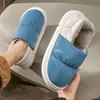 Pantuflas de Algodón Impermeables con Relleno de Pluma para Mujer, Zapatos de Algodón Cálidos de Invierno para el Hogar, Zapatos Gruesos Antideslizantes para Exteriores para Hombre