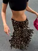 Falda midi de estampado de leopardo retro europeo y americano transfronteriza, nuevo estilo otoño e invierno 2026, dobladillo irregular con volantes, falda elegante para mujer
